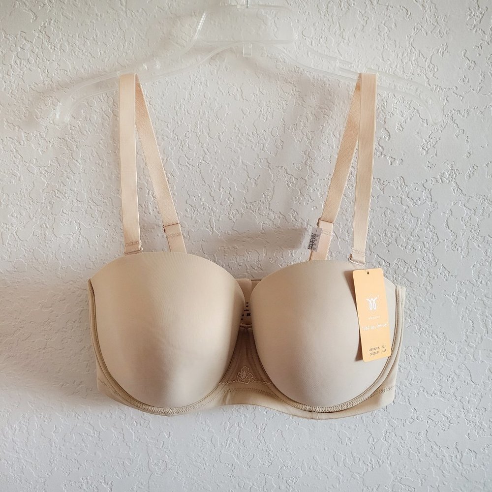 NWT Wingslove 38DDD / F Women's Underwire Bra Full Coverage Nude Beige New